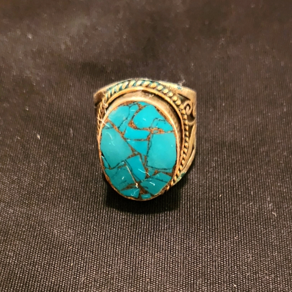 VINTAGE Silver and Turquoise Ring Size 8 1/2